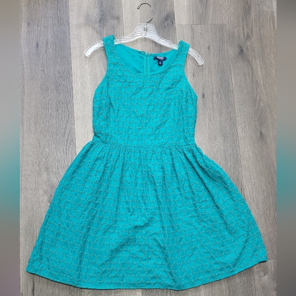 Old Navy Teal Sleevless Poofy Midi Dress for Women Size 6